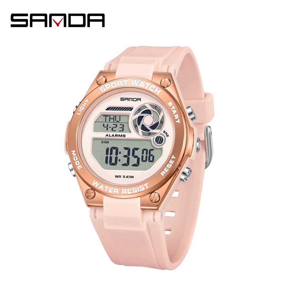 SANDA SD9098 Women's Electronic Watch Fashion Creativity Sports Night Light Chronograph Silicone Watch