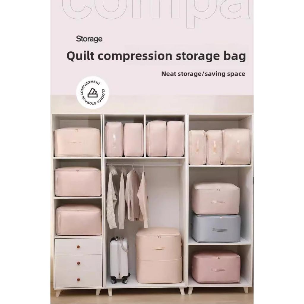 Space Saving Self Compressing Storage Bag - Large Capacity Durable Storage Bag, Dustproof Polyester Material Double Zipper Design, Linen Storage Bag