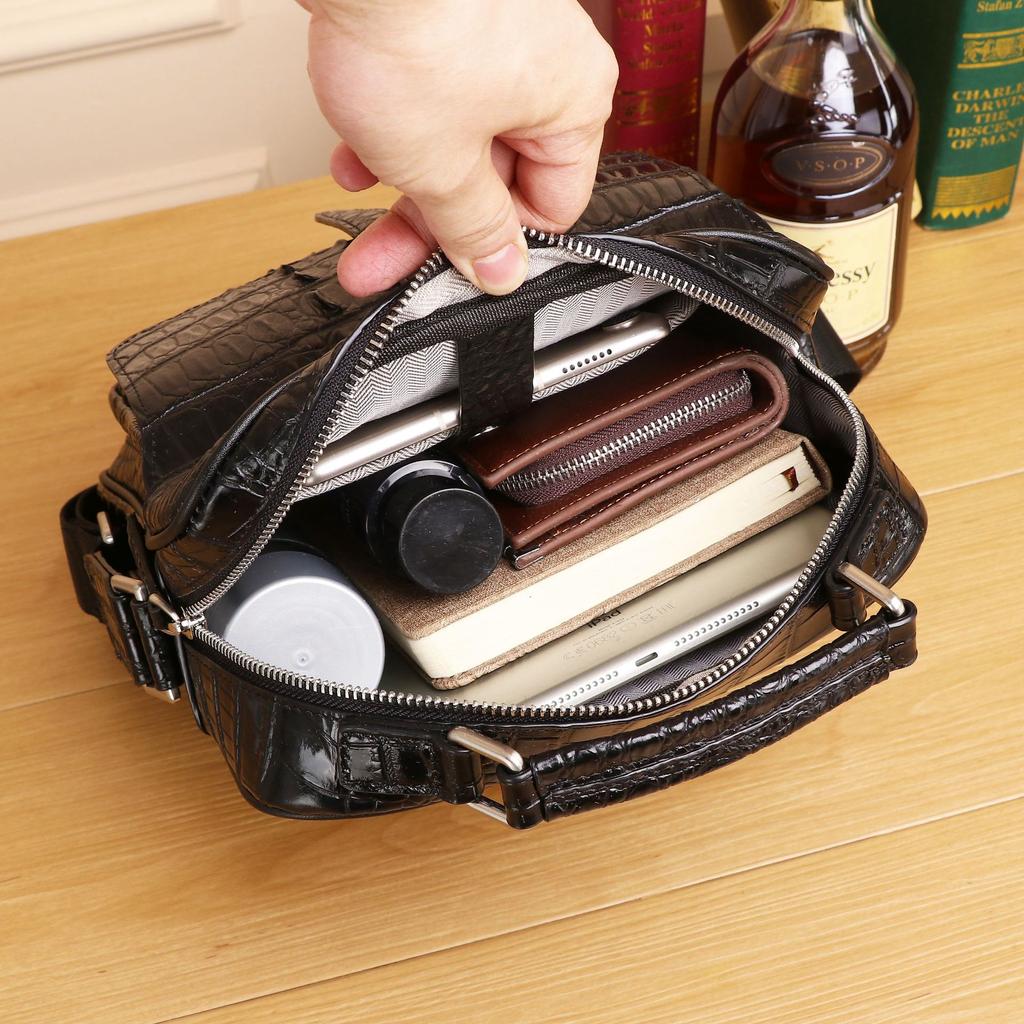 Crocodile-patterned Men's Bag, Daily Small Shoulder Bag, Business Crossbody Bag, Large Capacity Backpack, Casual Leather Men's Bag, Retro
