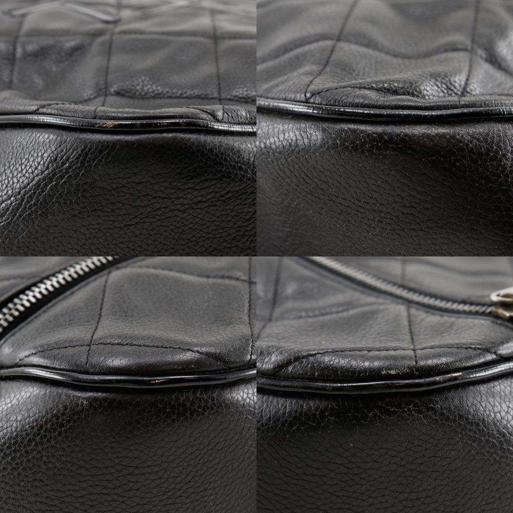 Chanel Matelasse Boston Bag Logo Black Caviar Skin/enamel Women Used