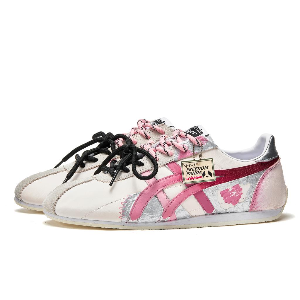 Onitsuka Tiger Runspark Slip Resistant Low top Running Shoes Unisex White Pink D201L-100(TeamM-)