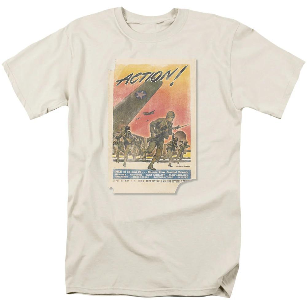 

Army Action Poster Mens T Shirt Cream Officially Licensed 4XL