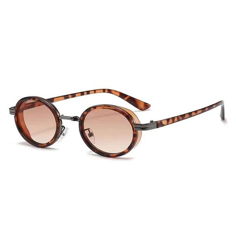 Women Classic Ruond Frame Sunglasses Elliptical Small Frame Steam Punk Sunglasses Ladies UV Protection UV400 Sunscreen Protection Sunglasses