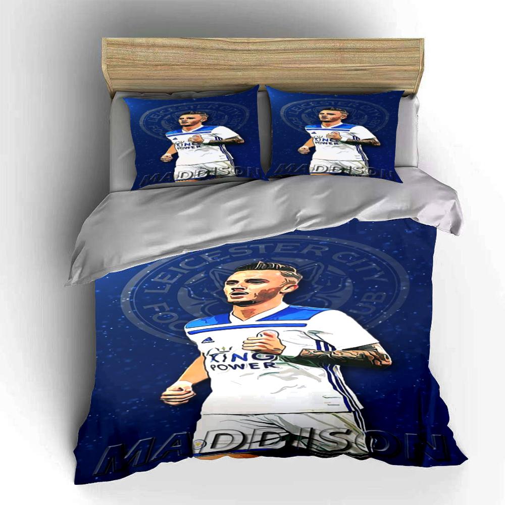 Leicester City Football Player Bedding Set Bedding Set (1 Duvet Cover, 2 Pillowcases, Duvet Not Included)