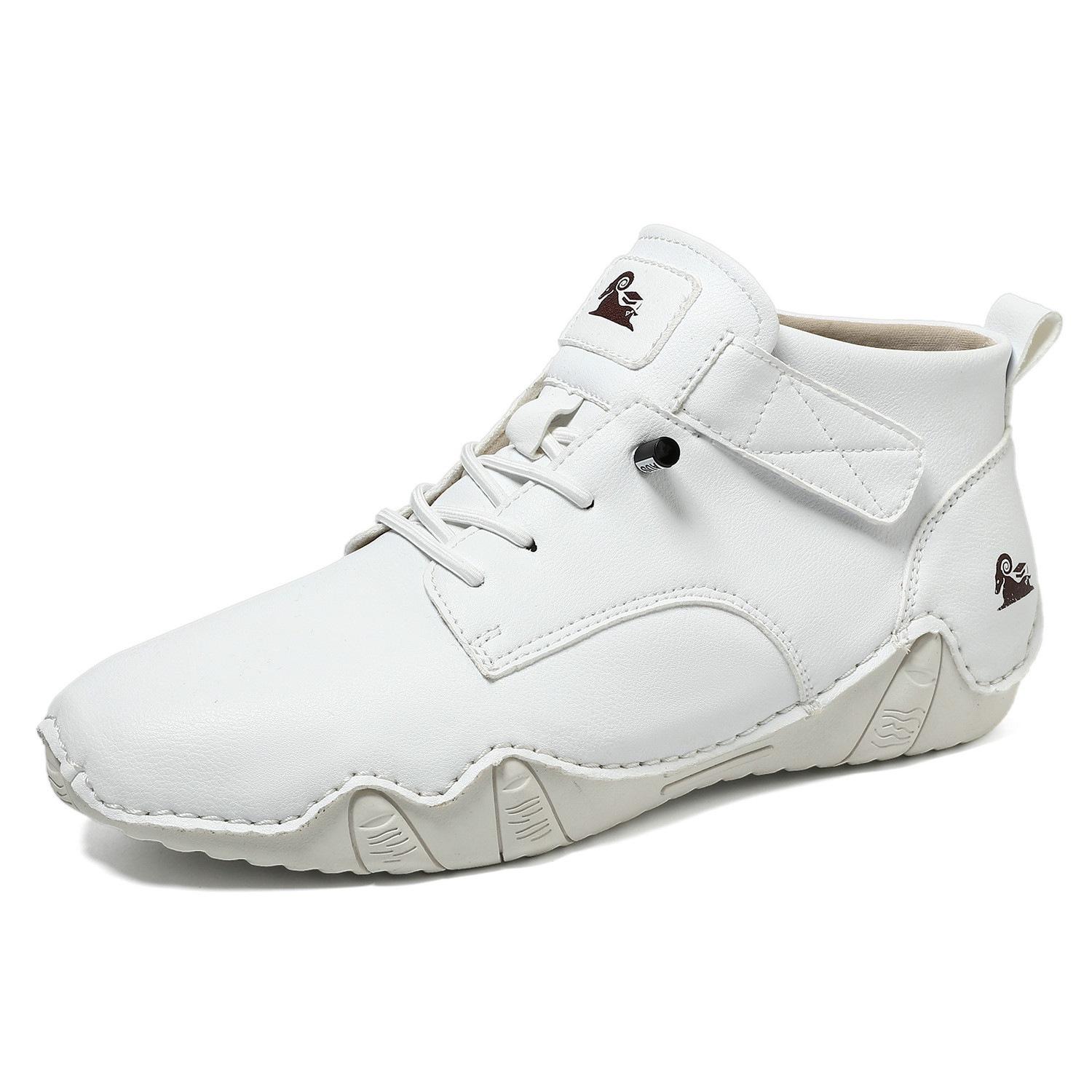 

Мужские повседневные ботинки, кожаная мужская обувь, роскошные брендовые ботильоны высокого качества, непромокаемая зимняя спортивная обувь для мужчин, мотоциклетные ботинки 46 белый