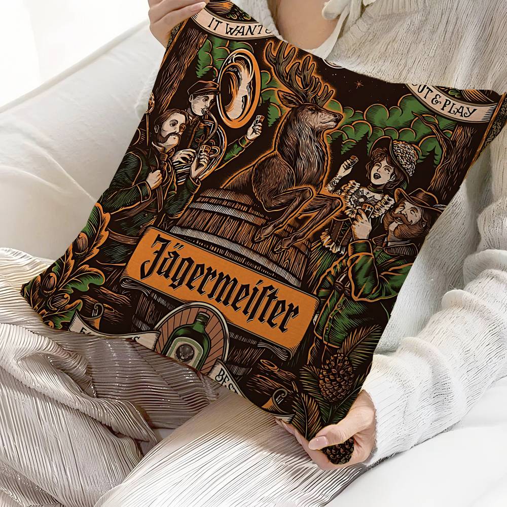 Classic J-Jagermeister Tin Sign Bar Personalized Picture Text Home Decorative Pillows Household Gifts 45X45Cm