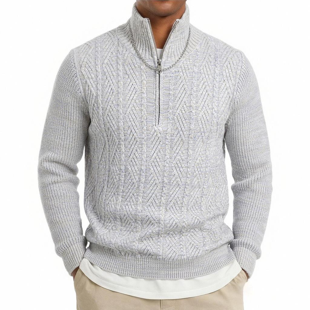 Men's Half Zip Pullover Sweater Warm Knit Long Sleeve Sweater for Fall Winter Casual Wear