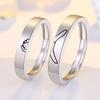 2PCS 925 Sterling Silver Ring Adjustable Open Couple Engagement Rings for Women Men Wedding Ring Party Fashion Jewelry Gift