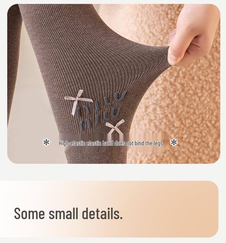 2025 Autumn-Winter Girls' Brushed Letter Leggings: Versatile White Elastic Tights