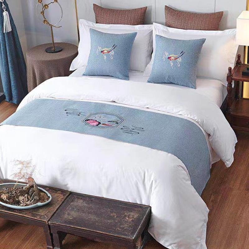 Runner da letto in stile europeo, ricamo di lusso, bandiera, runner da tiro, camera da letto, decorazione per la casa, letto, asciugamano, federa