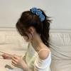 Denim Blue Flower Banana Clips Camellia Floral Twisted Hair Clip Women Vertical Clip  Spring