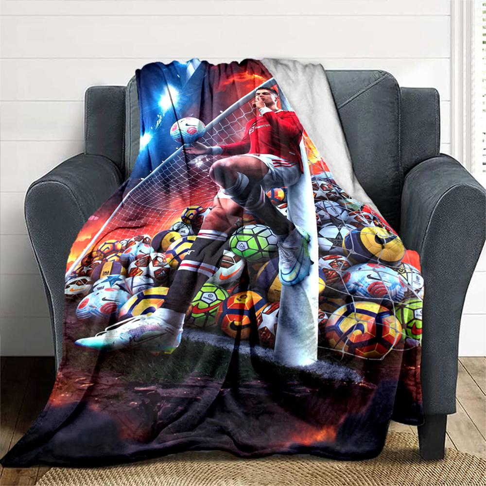 Dynamic Soccer Legend Blanket Soft Warm Cozy Suitable for Livingroom Seaside Bed All-Season Use Digital Print