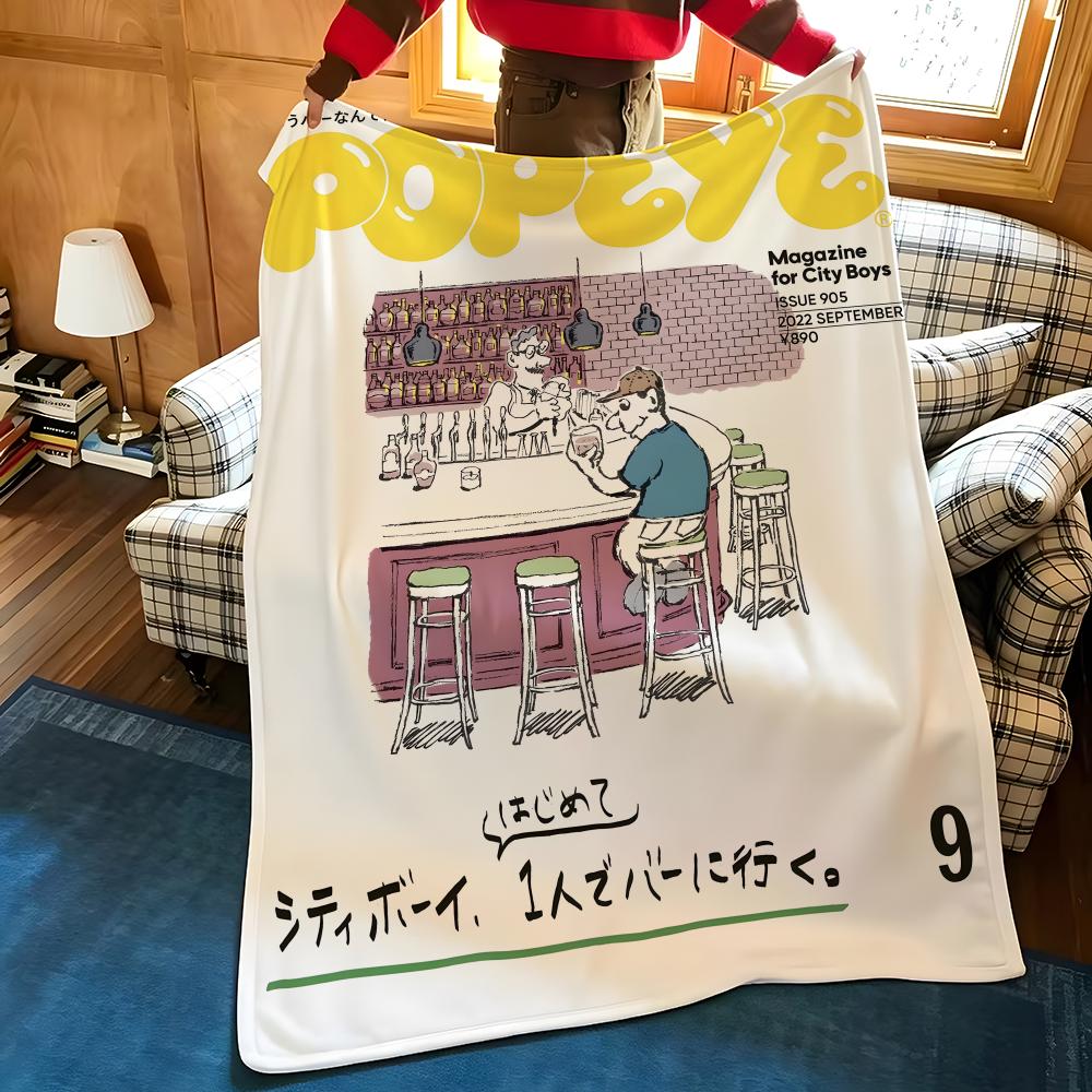 Cartoon P-popeye Throw Flannel Cozy Print Blanket, Portable, Durable Machine Washable Cute Cool