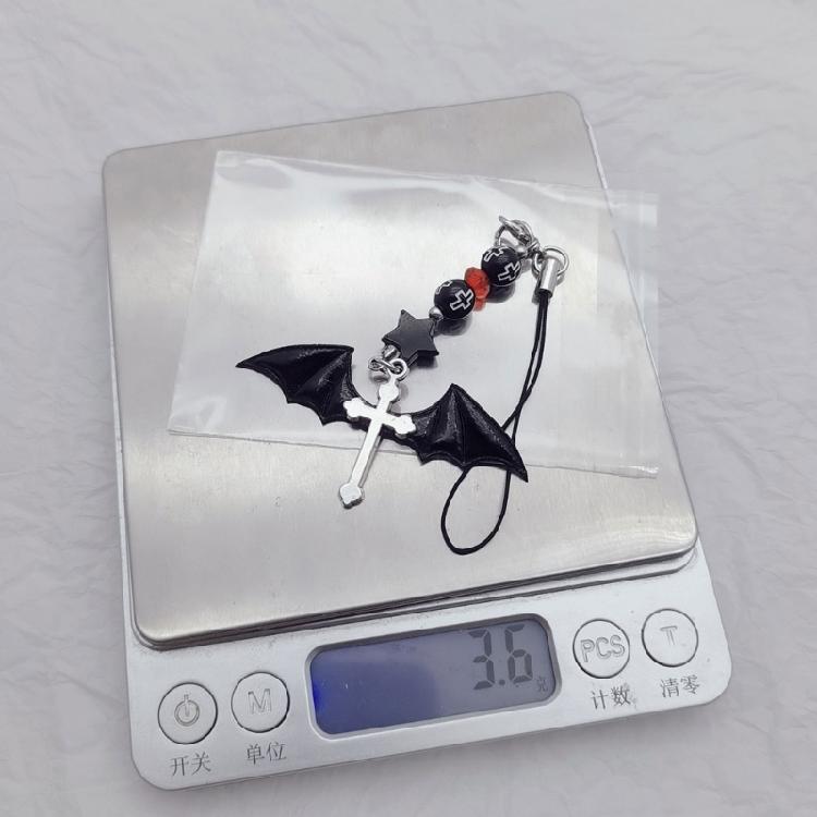 Mobile Phone Charm Gothic Cross Bat Rose Pendant Keychain Strap Lanyard for Bag