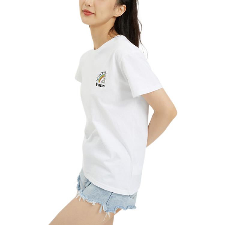 Vans Graphic Logo Breathable Training Sports Casual Short Sleeve T-Shirt Women Tops White VN0A7YH6WHT