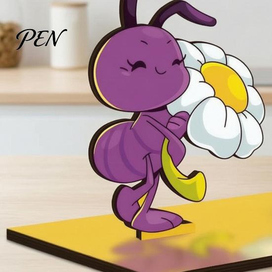 Housewarming Gift for Friend Paper Towel Holder, Cute Cartoon Ant Design, Sturdy Wooden Napkin Organizer Vertical Roll Dispenser Kitchen Countertop