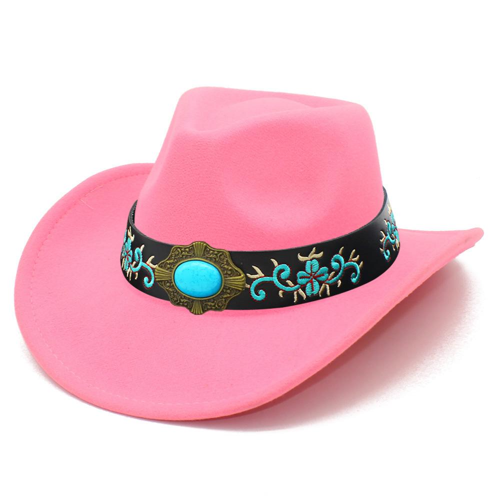 European and American Tribal Style Solid Color Cowboy Hat, Male and Female Couples Wide Brim Stage Performance Hat, Grassland Travel Essential Jazz