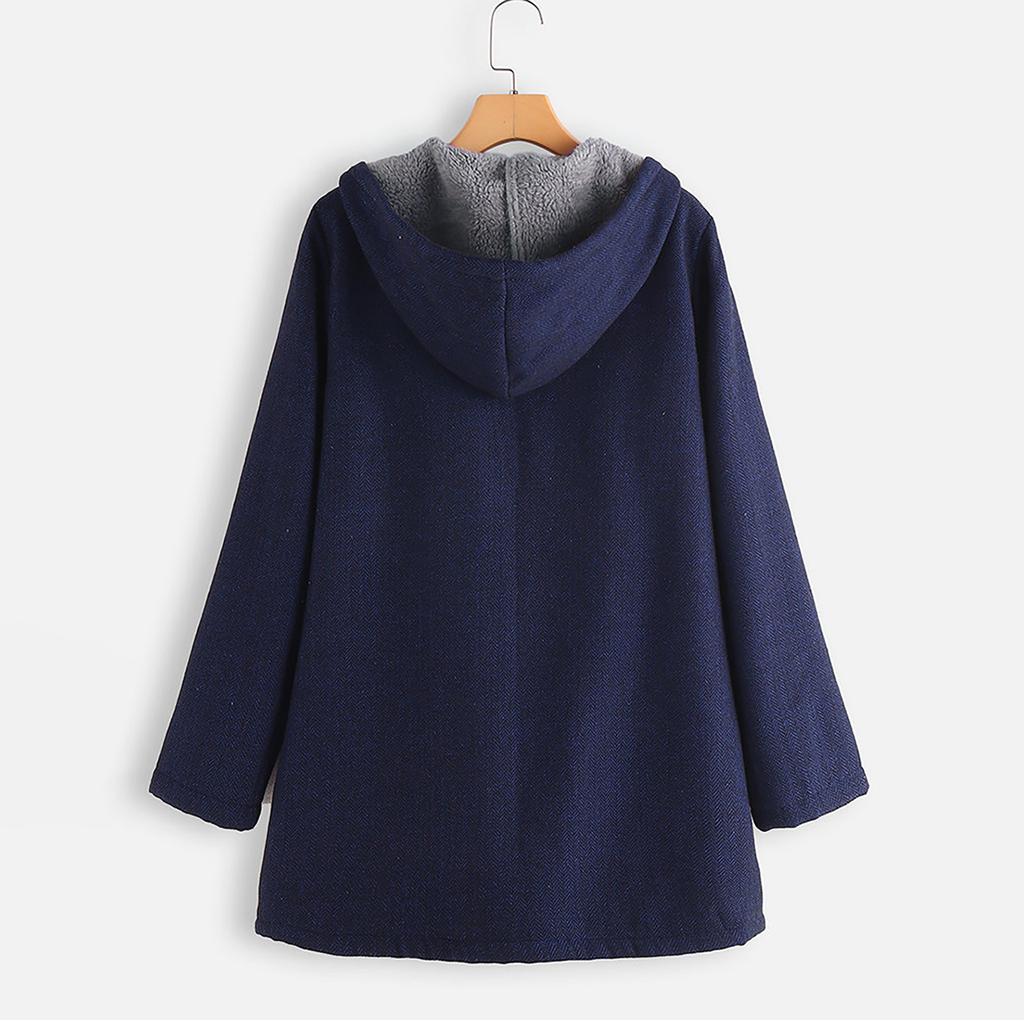 Women's Fashion Autumn/Winter Hooded Reversible Fleece Sweatshirt Jacket