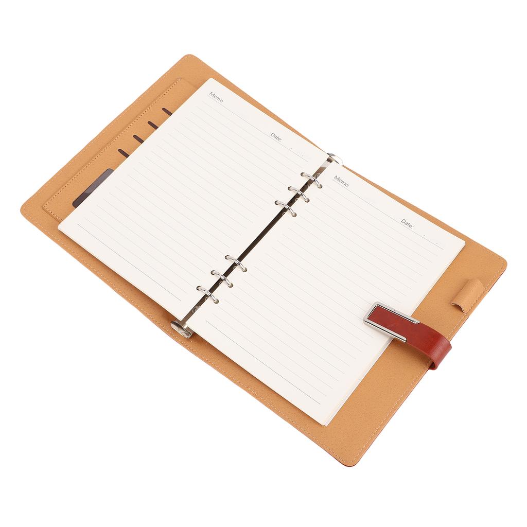 A5 Ordner 6 Ringe PU-Leder Magnetverschluss Nachfüllbarer Notizbuchordner mit 80 Blatt Papier