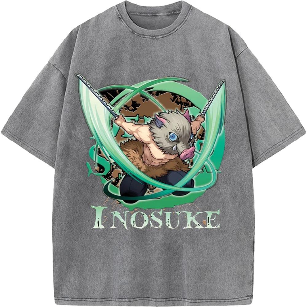 

Hot Anime Demon Slayer Hashibira Inosuke Printing Tshirt Unisex Washed Cotton Tshirts Vintage Oversized Tee Harajuku Unisex T Shirt M