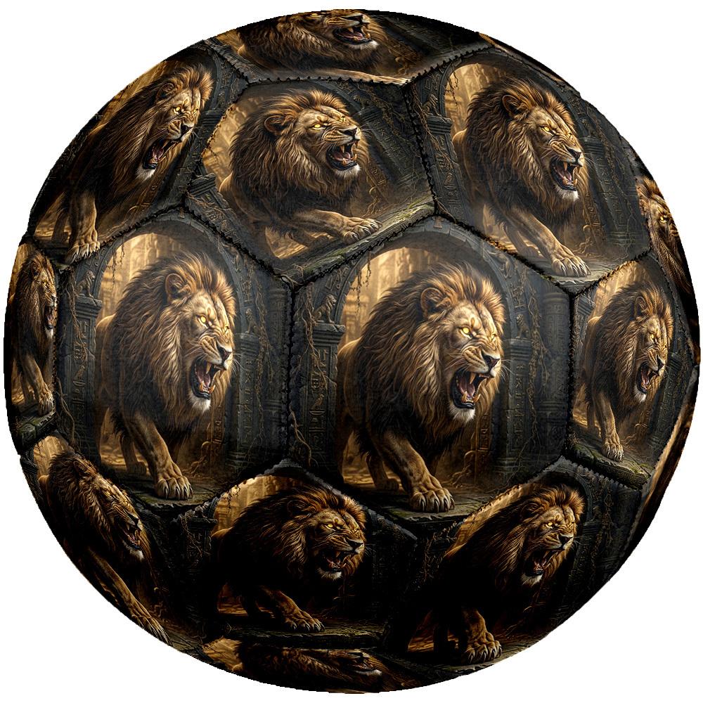 1pc Lion Ruins Theme Soccer Ball Football, Size 5, Lightweight PVC, Durable Outdoor Training Soccer Ball, Gift M61498
