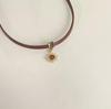 Maillard Sunflower Brown Tiger Eye Leather Necklace - Women's Luxury Clavicle Chain