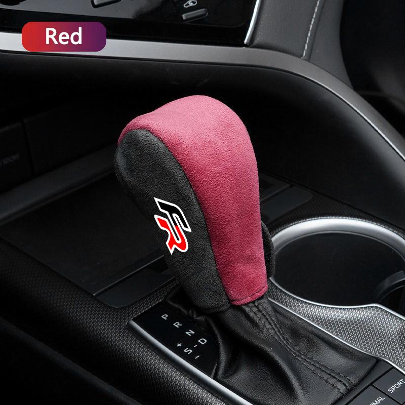 rldf3 Suede Car Shift Handle Covers Non-Slip Change Lever Gearshift Cover For Seat Leon FR+ Cupra Mk3 Ibiza Altea Exeo Formula Racing