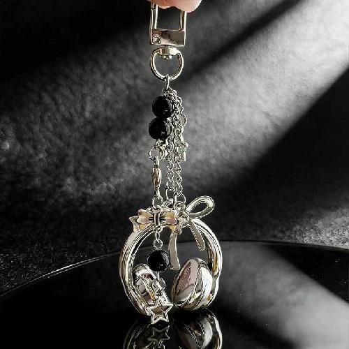 Portachiavi Creativi Cuffiette Piccole Colore Argento Portachiavi Cuffiette Ciondolo Carino per Cellulare per Donna