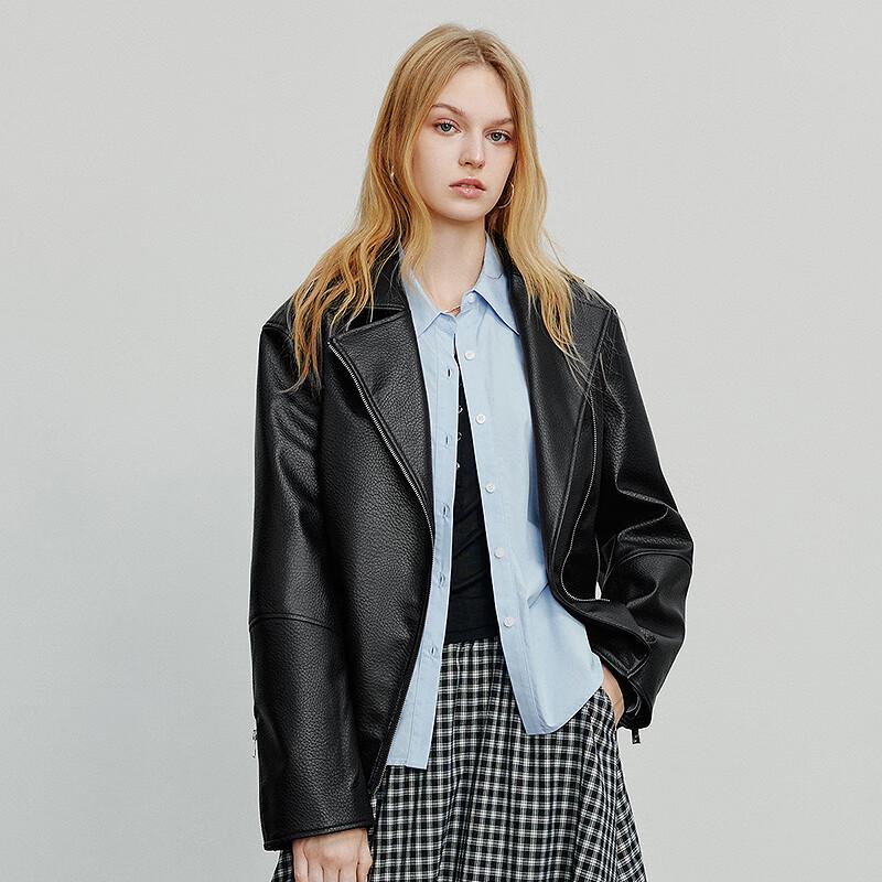 Chyuyu Women's PU Leather Moto Jacket