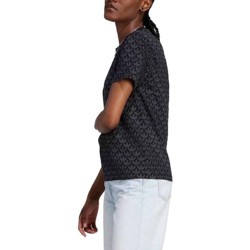 (WMNS) Adidas Trefoil Monogram Tee Asia Sizing 'Black' Women's II3180