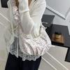Bow floral pleated cloud bag women's small fresh high-value shoulder underarm bag casual messenger canvas bag bag