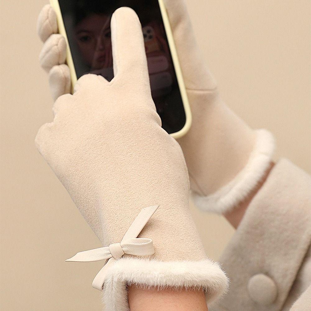 Thermal Lined Female Touchscreen Gloves Solid Color Women's Winter Thermal Gloves Warm Equipment