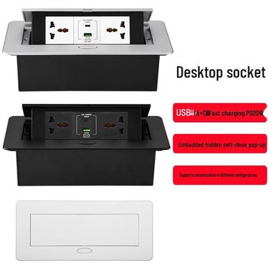 Universal Three-Hole Power Socket with PD20W Fast Charging USB-C Pop-up Desk Socket