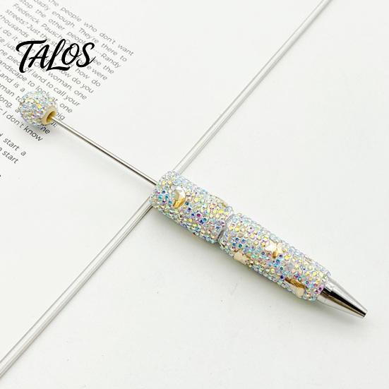 Comfortable Grip Beaded Pens Glitter Beadable Ballpoint Pen, Sparkly Rhinestone Star Moon Plastic DIY Handmade Gel Ink Pen for School Projects, Crafts