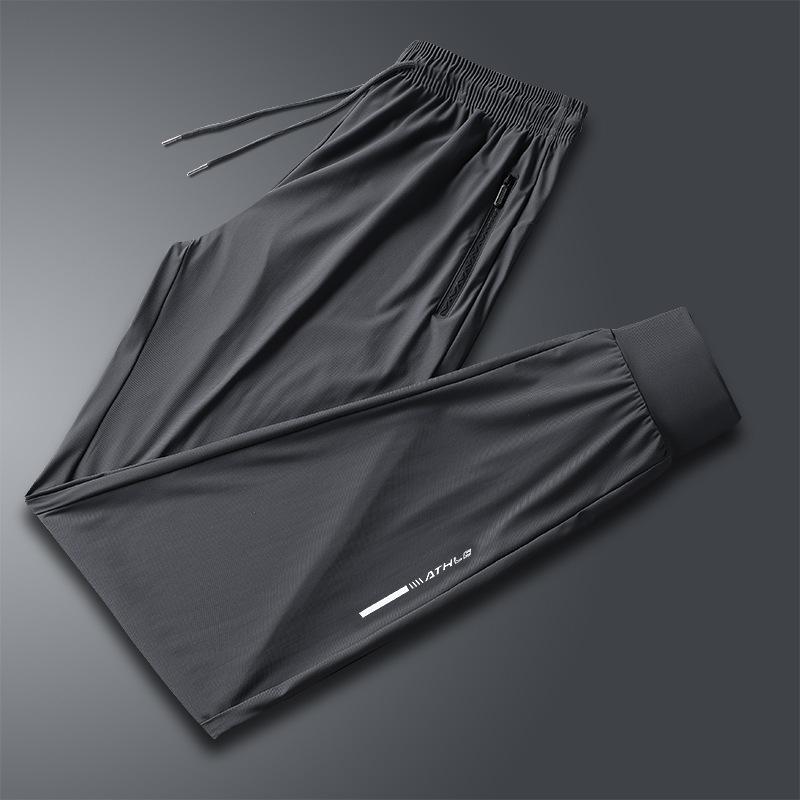 Ice Silk Pants for Men's Summer Slim Casual Loose High Elasticity Quick Drying Outdoor Running Casual Pants
