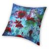Wave Of Poppies On Blue Square Pillowcase Polyester Linen Velvet Pattern Zip Decor Pillow Case Home Cushion Cover