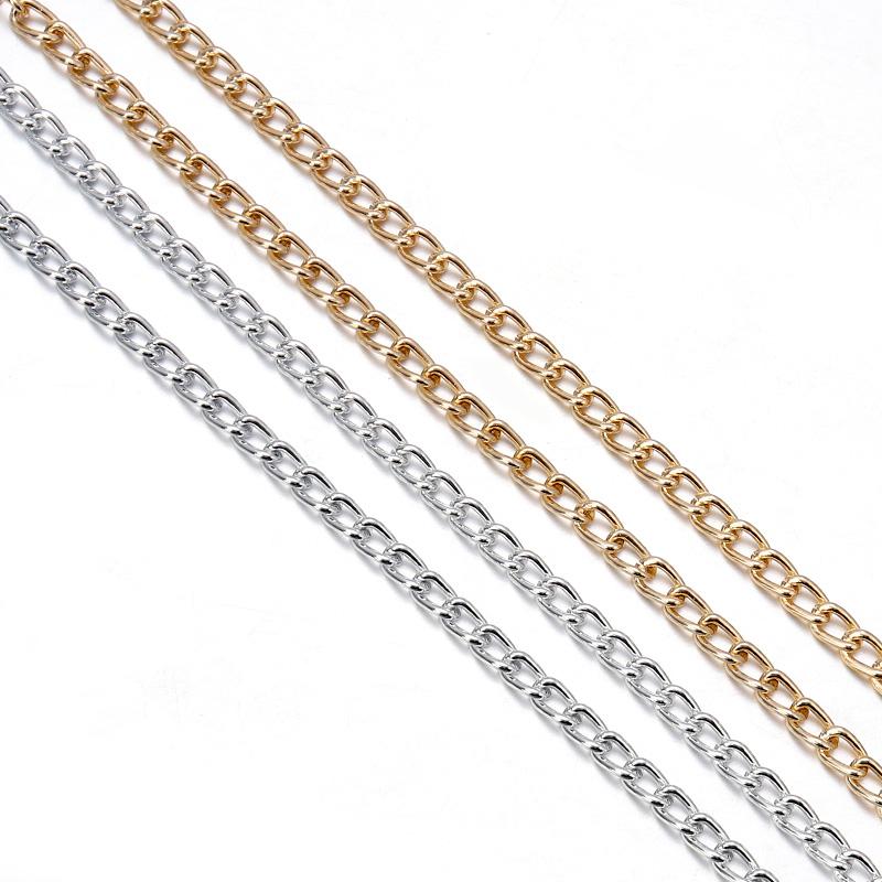 5 Yards/Roll Golden Silver Color Aluminium Twist Chains O-Shaped Chain for DIY Bracelet Necklace Jewelry Making Bag Accessories