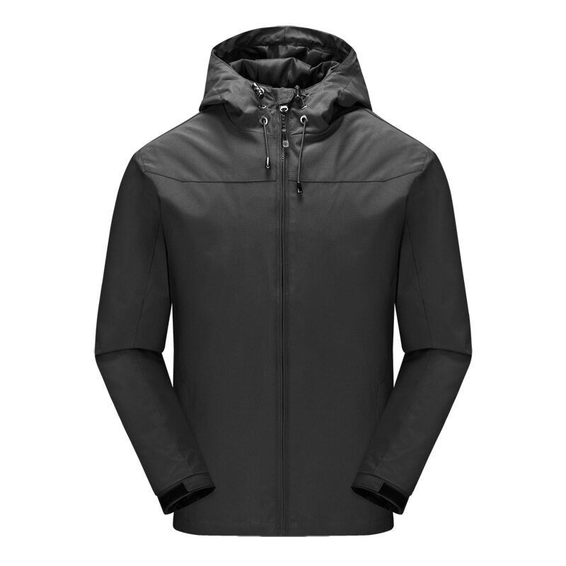 Men's Windproof and Waterproof Lightweight Jacket Outdoor Sports Plain Color Hooded Jacket