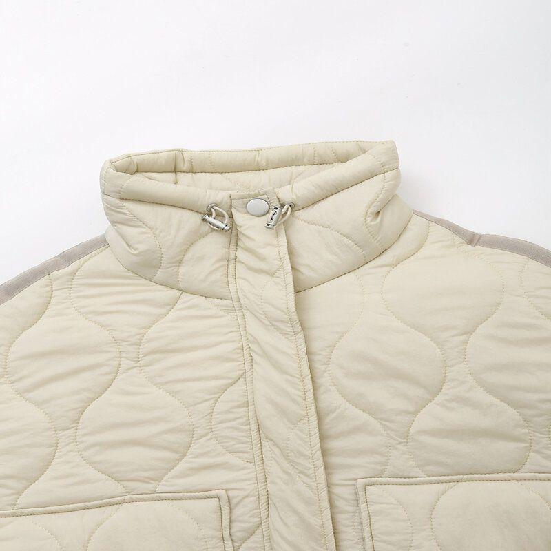 2024 Spring New Arrival Women's Stand Collar Quilted Embroidered Casual Cotton-Padded Jacket Loose Pockets Lightweight Cotton Coat Short Coat 2969050