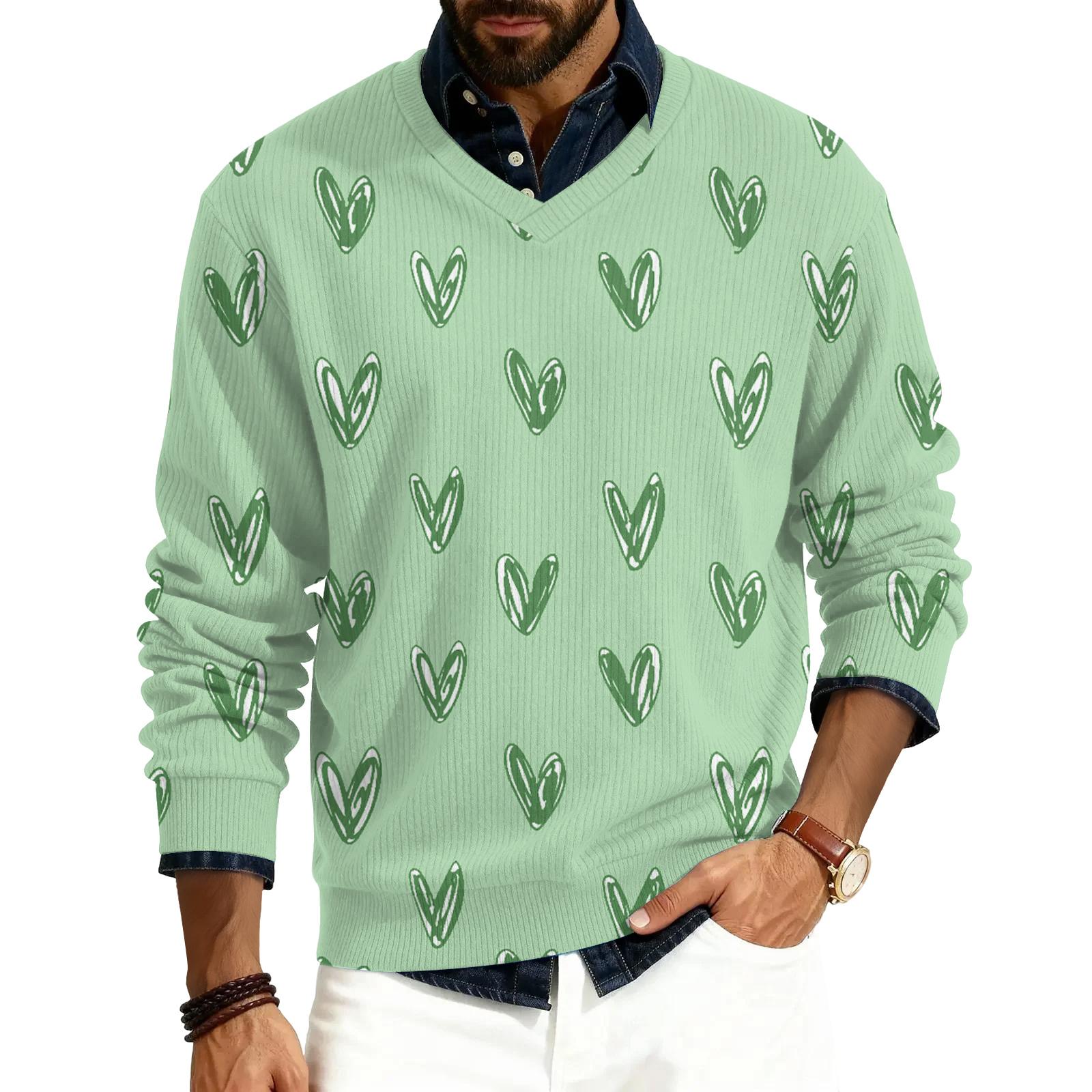 

Men s V,neck Long,sleeved Ribbed Knit Pullover M зелений