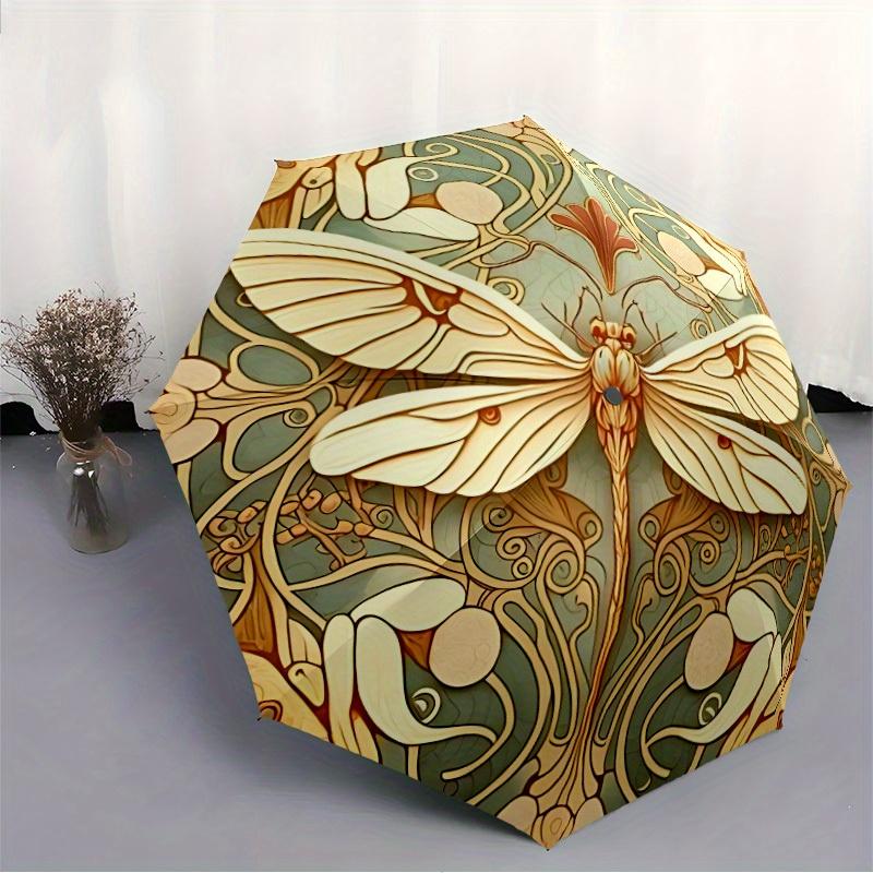 1 szt. Parasol Art Nouveau z motywem motyla, automatycznie otwierany/zamykany, wiatroodporny, funkcjonalny design, wytrzymały czasza z 8 żebrami