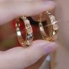2026 Shiny Brown Zirconia Hoop Earrings – Light Luxury & Versatile Autumn/Winter Trend