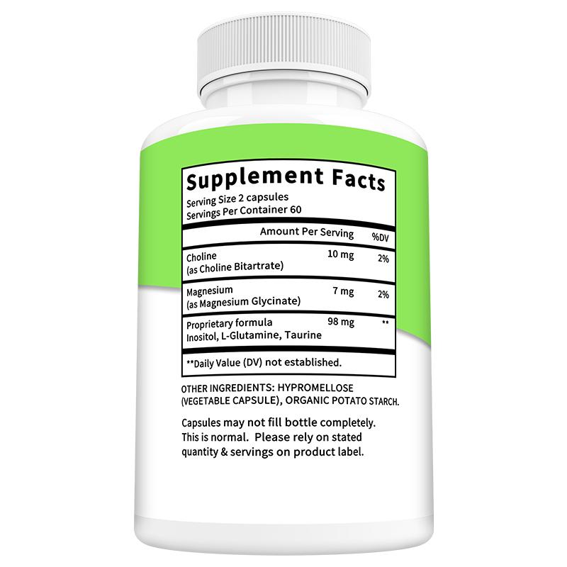 Choline Dietary Supplement, With Magnesium, Inositol, L-Glutamine, 120 Capsules Per Bottle