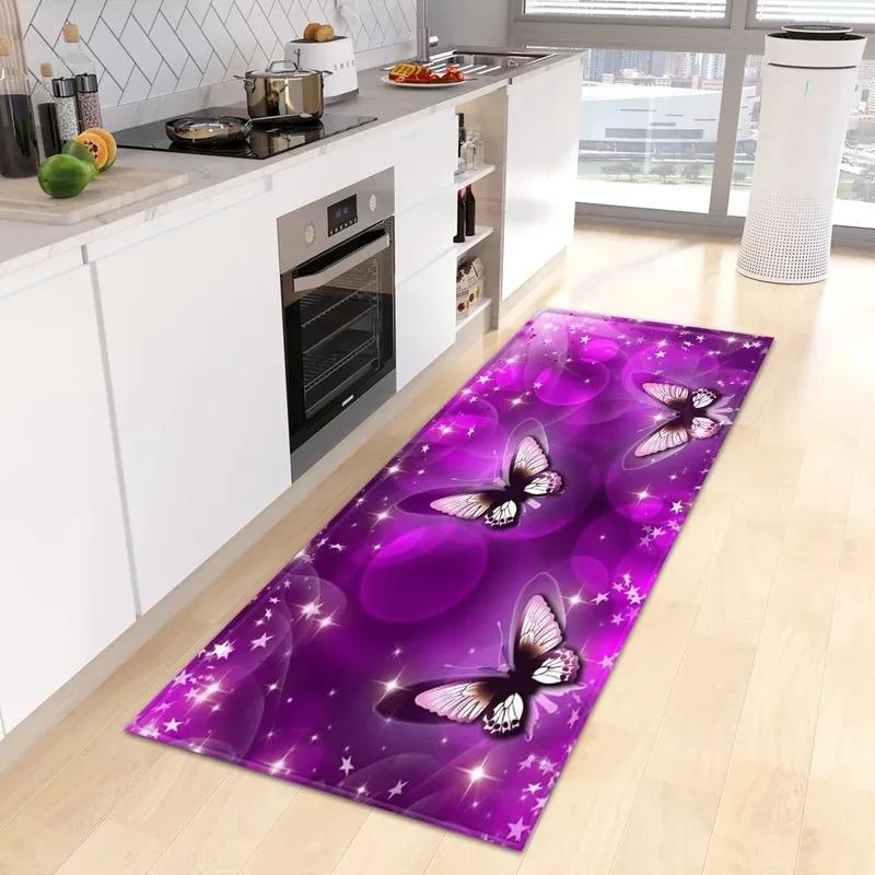 Home Kitchen Decoration Carpet Colorful Butterfly Printed Floor Mat Entrance Corridor Carpet Home Decoration
