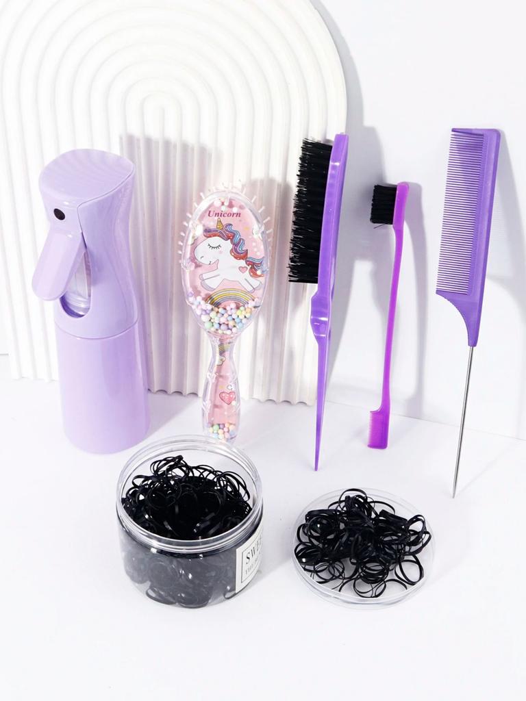 505pcs of comb brushes cartoon oval airbag comb hair comb set-500pcs of hair braided rubber bands,Special for real hair wigs