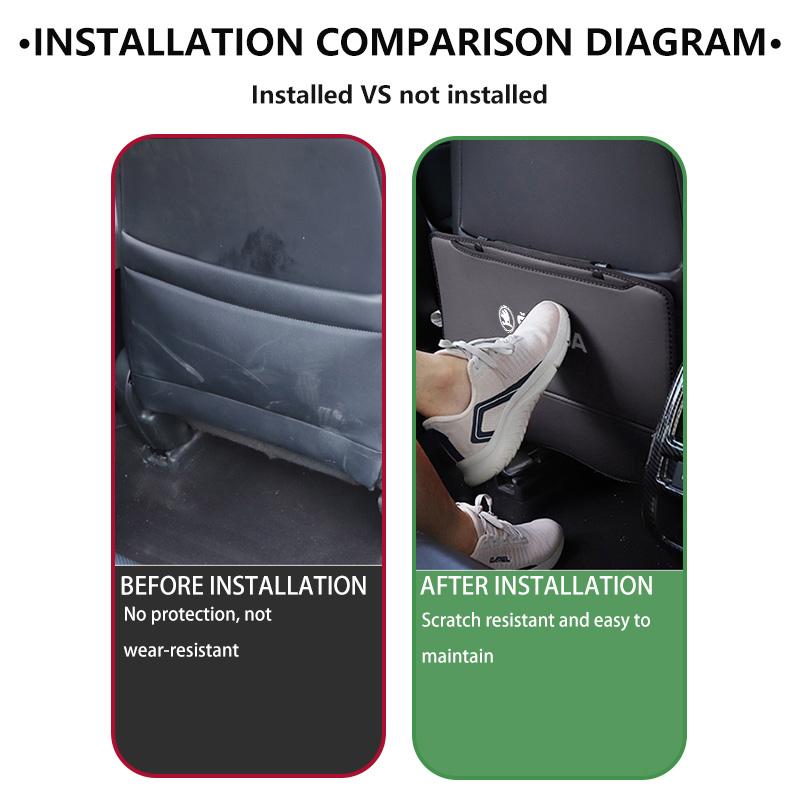 VIJT4 Leather Car Seat Back Anti Child Kick Pad Protector Mat Anti-Dirty Pad Storage Bag For Skoda Fabia Kodiaq Kamiq Superb Yeti