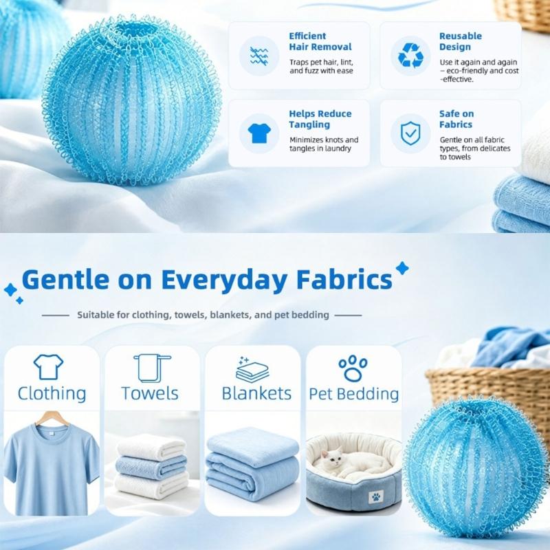 Laundry Ball for Shedding Pet Households, Washer Hair Pickup Helper for Dog Home Clothing and Everyday Laundry Work for Household Fabric Care