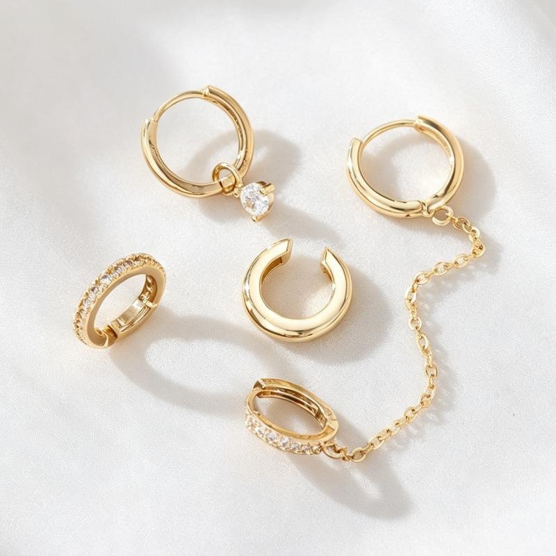 New chain earrings set, high-end sense personalized fashion commuter versatile earrings