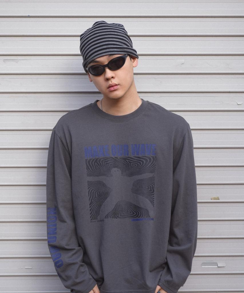 AMOU Wave Man Long Sleeve Charcoal