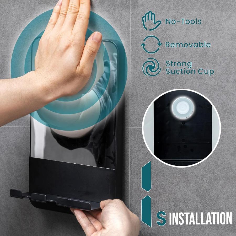 

Зеркало для душа Fogl Присоска Зеркало для бритья с держателем для бритвы Не запотевающее с подносом для хранения Ржавчиностойкое Небьющееся Съемное для ванной комнаты United States